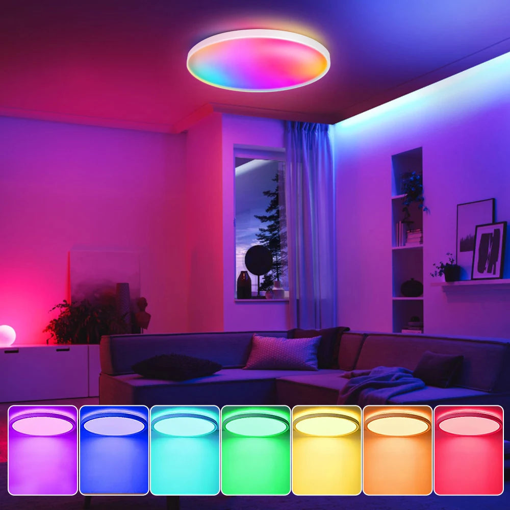 Remote Dimming LED Ceiling Light Smart Lustre RGB Tuya Lighting Bluetooth Home Interior Decoration Alexa Ceiling Panel Lamps Led