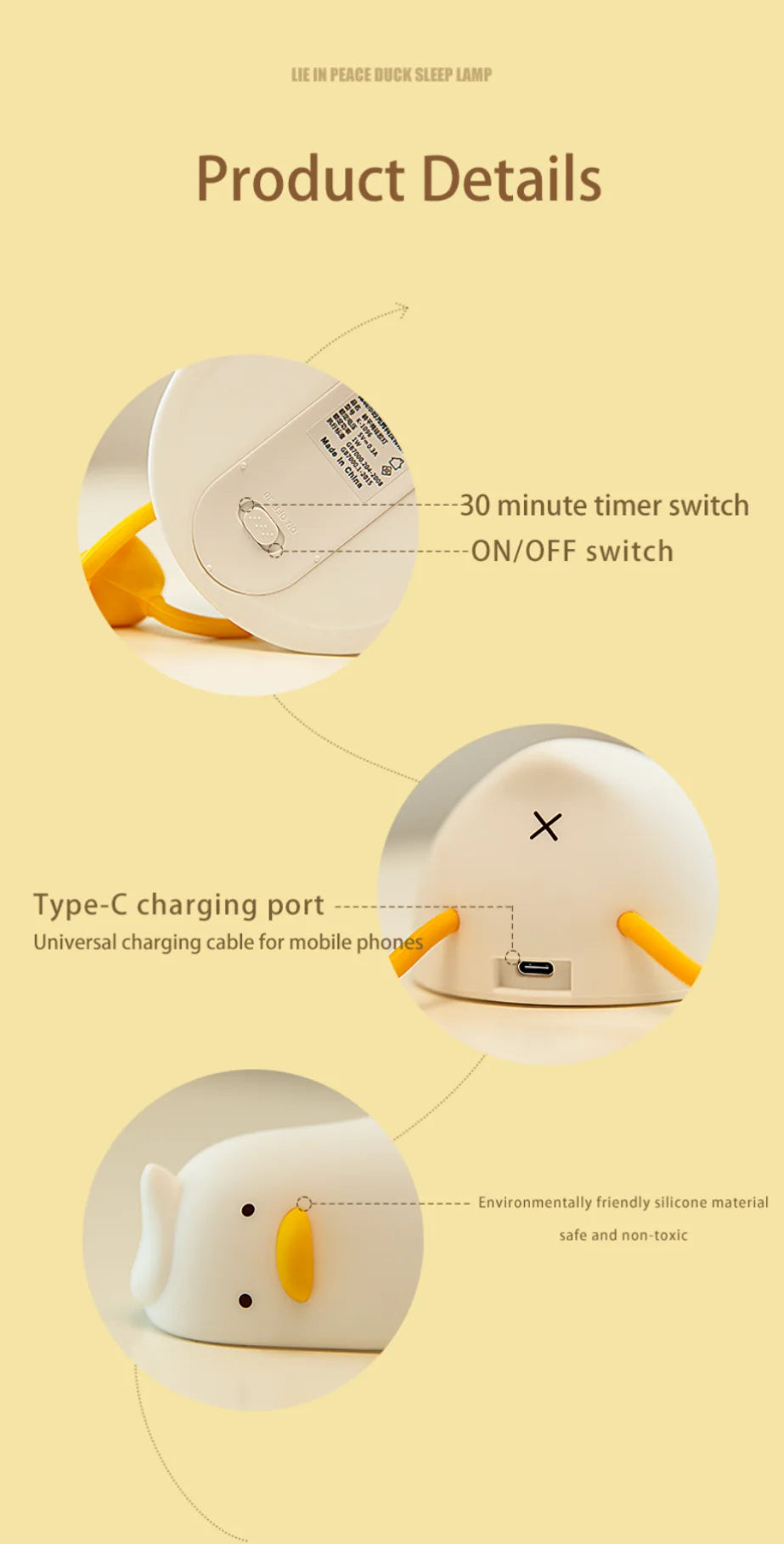 LED Children Night Light Rechargeable Silicone Squishy Duck Lamp Child Holiday Gift Sleeping Creative Bedroom Desktop Decor Lamp