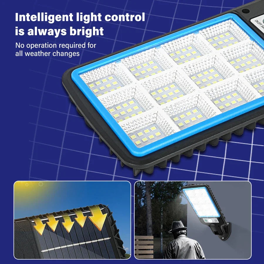 High Power LED Solar Lights 3 Lighting Mode Motion Sensor Solar COB Wall Lamp With Remote Control Outdoor Waterproof Street Lamp