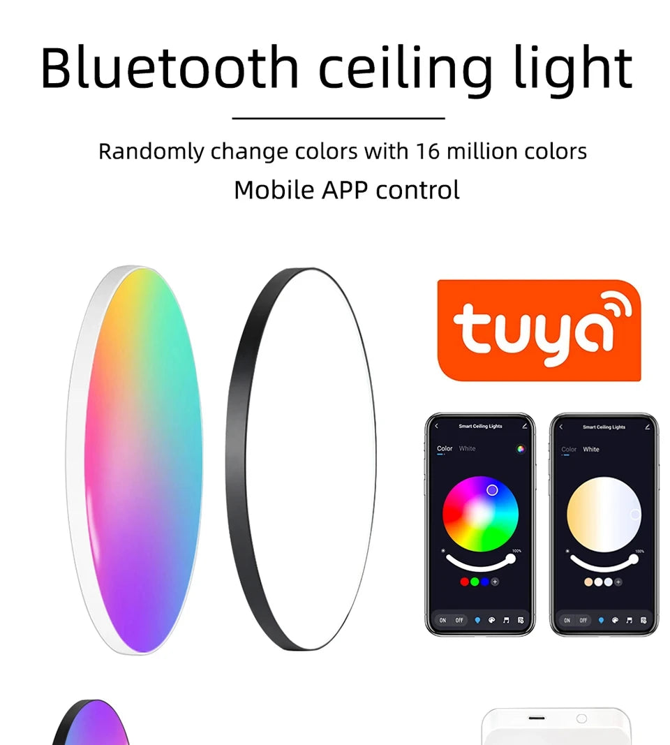 Tuya Bluetooth LED Ceiling Light 85-265V Indoor Round Dimmable Ceiling Lamp for Kitchen Living Room Hallway Home Decor Lighting