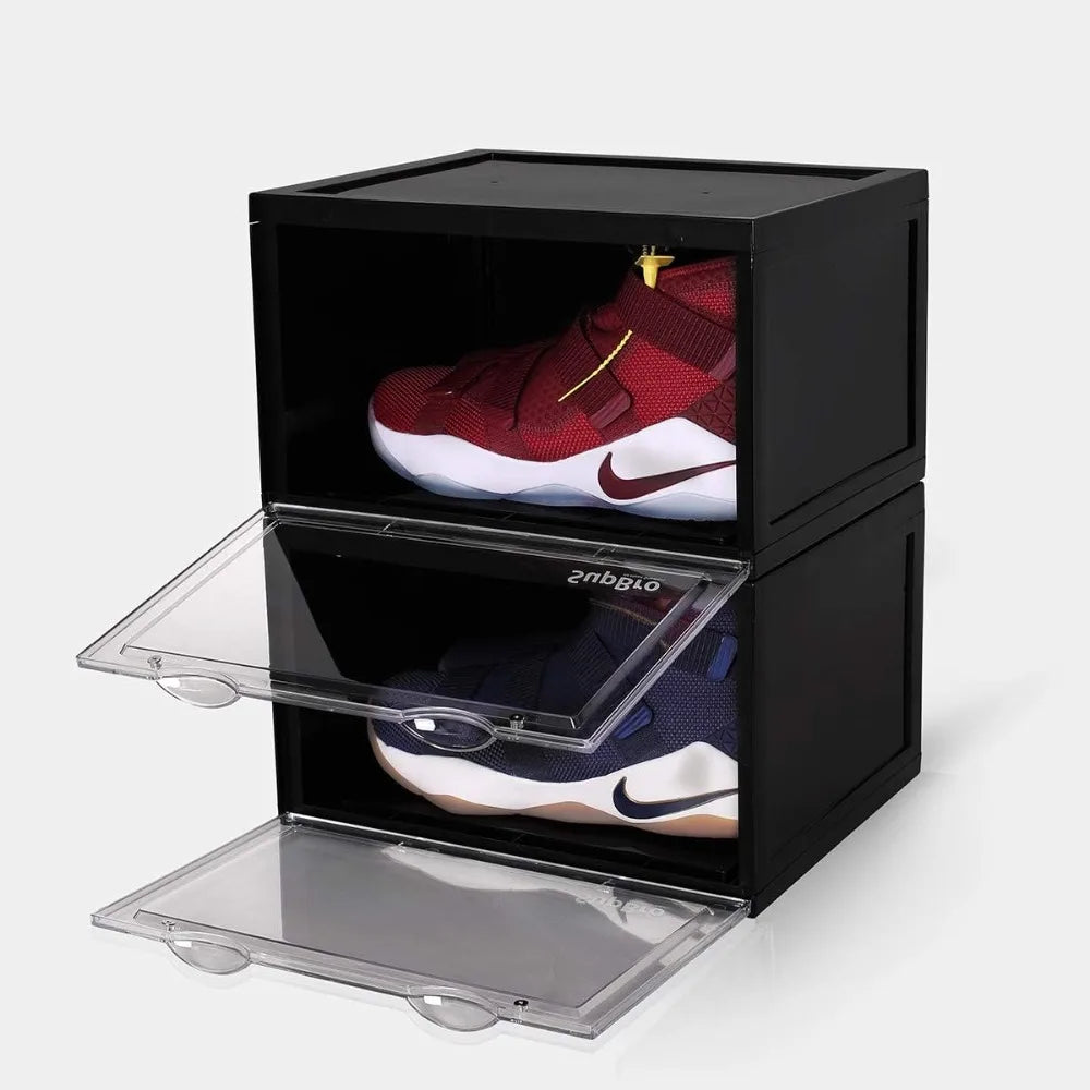 Collection Crate - Easy Access Storage Shoes Box -Plastic Foldable Stackable Sneaker Display Storage