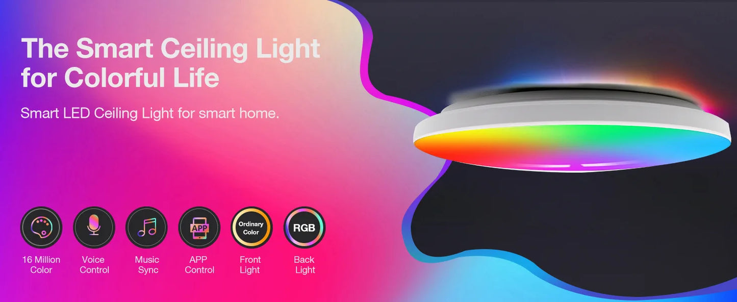 Home Appliance Intelligent Mood Light Rgb Ceiling Lamp Superbo Bedroom Living Room App Voice Control Wifi Led Ceiling Light