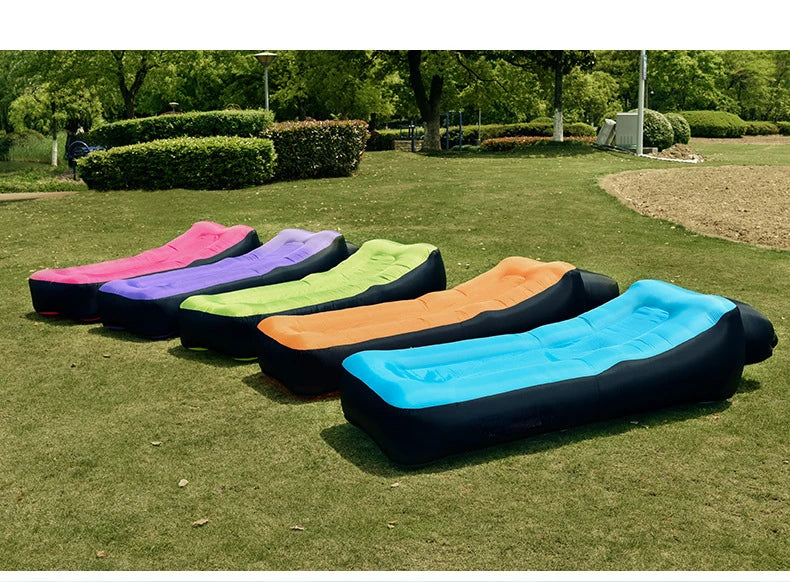 Lazy Sofa Camping Mat Double Layer Thicken Portable Lazy Inflatable Air Cushion Inflatable Sofa Bed Beach Air Bed Mat Has Pillow