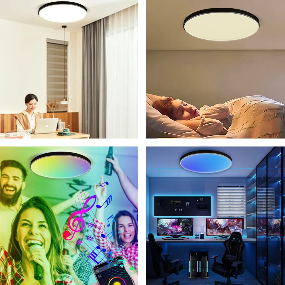 Remote Dimming LED Ceiling Light Smart Lustre RGB Tuya Lighting Bluetooth Home Interior Decoration Alexa Ceiling Panel Lamps Led