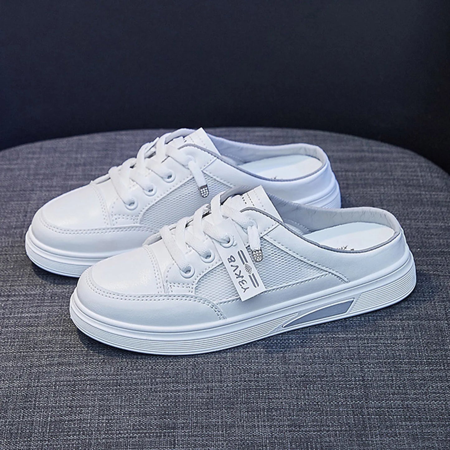 White Shoes For Women Slip-On Thick Soles Mesh Surface Sneakers Breathability Casual Comfort Air Mesh Shoes Platform Footwear