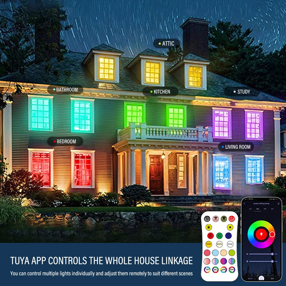 Tuya WiFi Smart LED Ceiling Lights 110v-240v RGB Dimmable Ceiling Lamps Round Ceiling Lamp For Bedroom Living Home Alexa Google