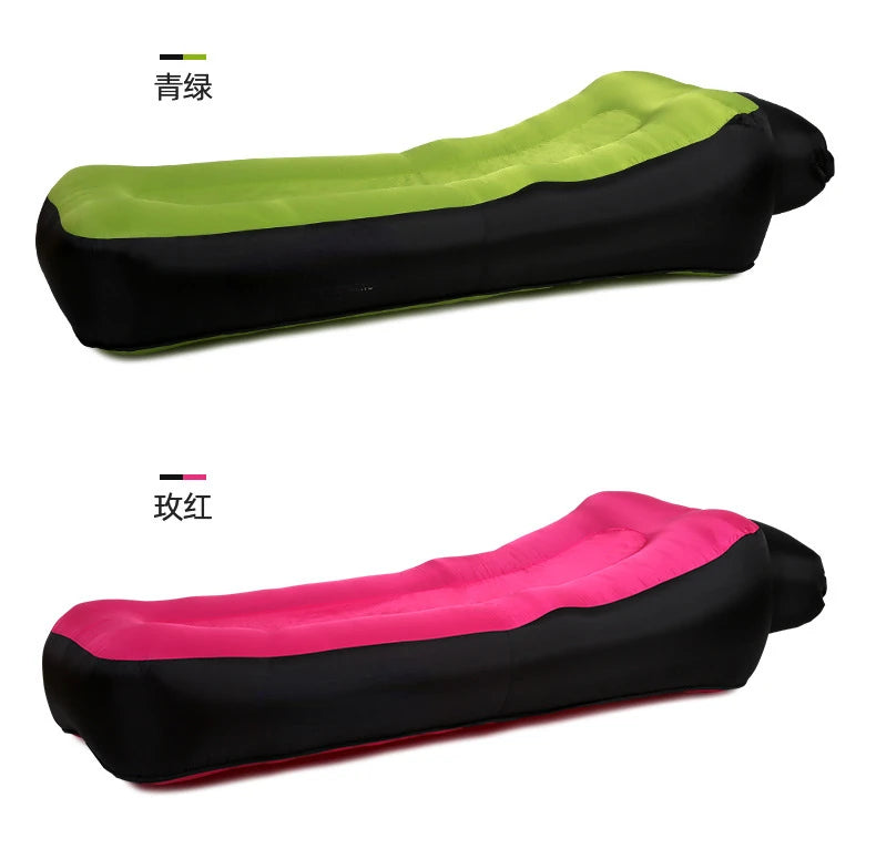 Lazy Sofa Camping Mat Double Layer Thicken Portable Lazy Inflatable Air Cushion Inflatable Sofa Bed Beach Air Bed Mat Has Pillow