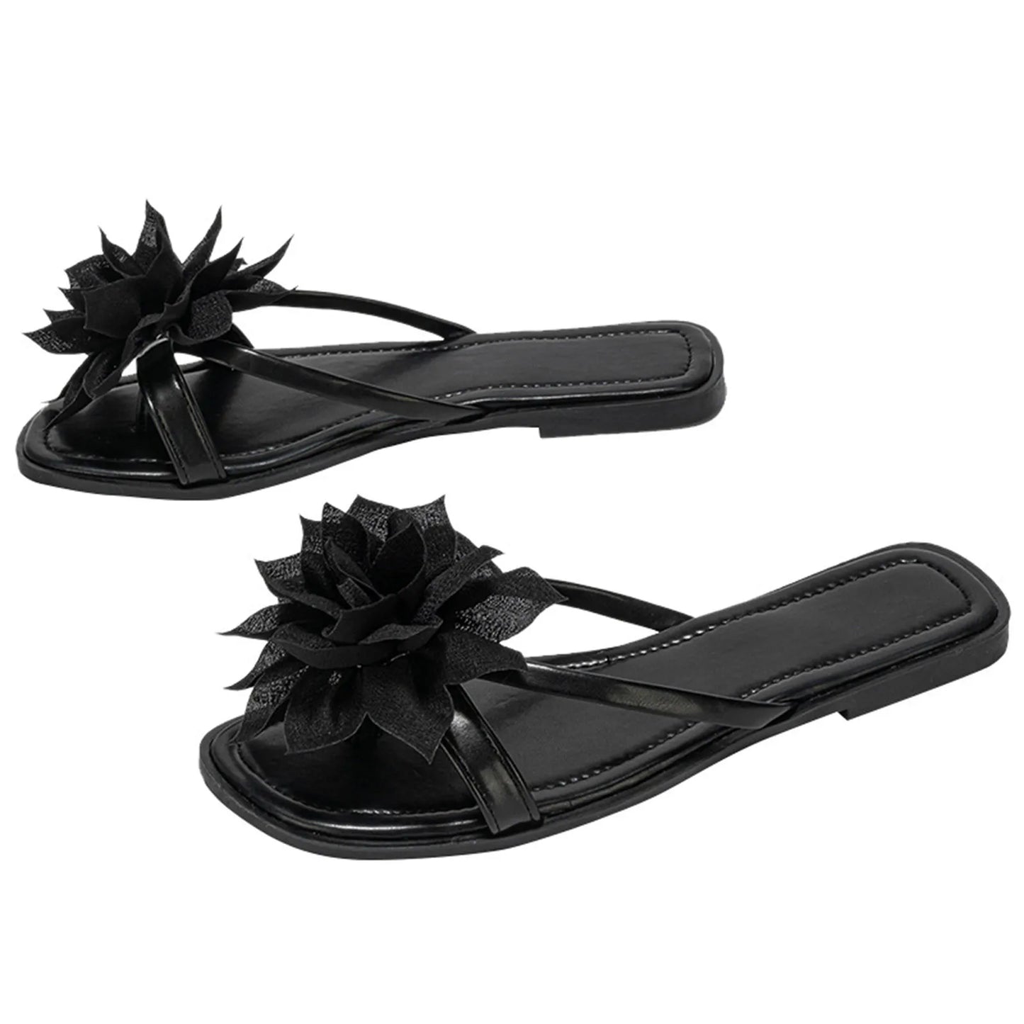 Fashion Summer Flat Clip Toe Sandals Women Cute Flower Non-slip Casual Flip Flops Outdoor Beach Vaction Slippers Slides Shoes