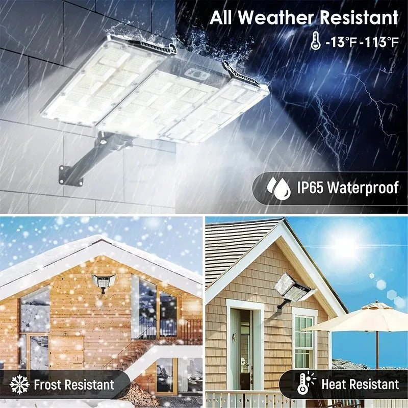 Super Bright Outdoor Solar Lights Motion Sensor Waterproof Street Lamp 800 LED for Lighting Decor Yard with Garden Wall Light