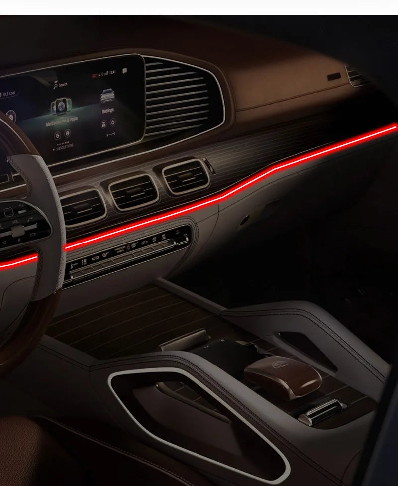 Car Interior Atmosphere Light Ambient LED Light Strip RGB Invisible USB Fiber Optic Lamp Trim Decor support APP Control