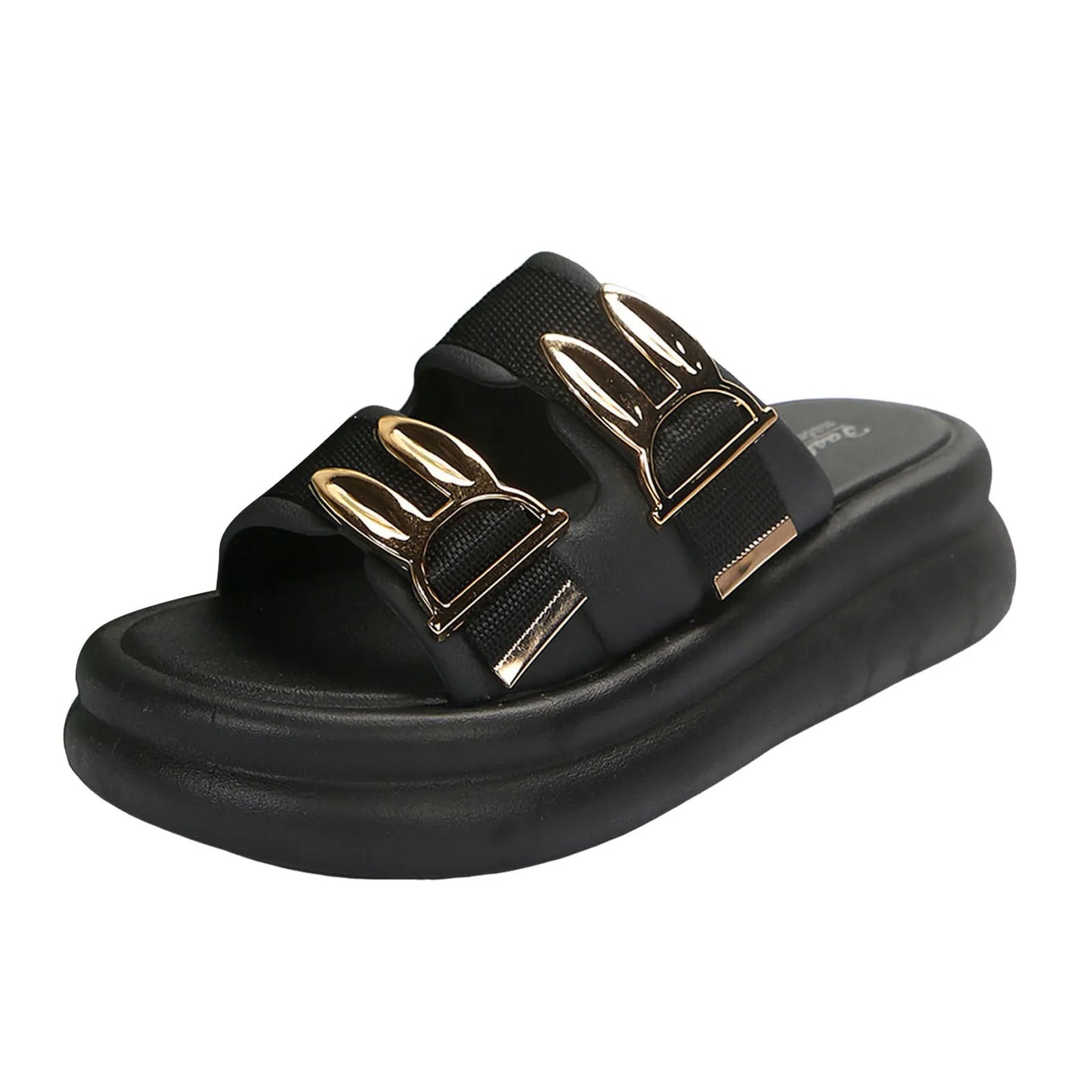 Cake Thick Sole Sandals Teen Slippers For Girls Metal Buckle Double Broadband Beach Platform Sandals Shoes Woman 2024 Trend