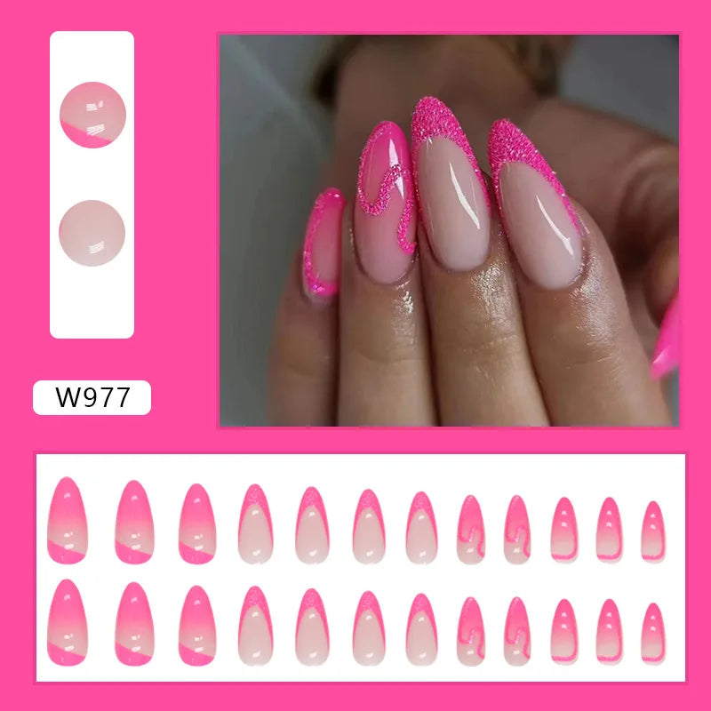 24Ps/Set Square Head Coffin Wearing False Nails Art Pink Matte French Fake Nails Leopard Artificial Acrylic White Press on Nails