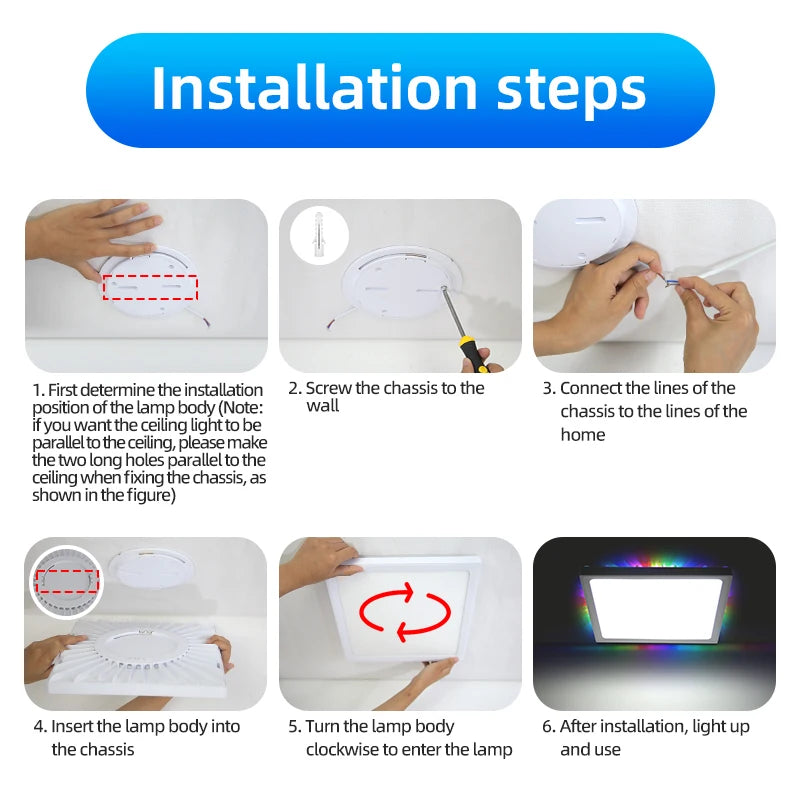 Remote Dimming LED Ceiling Light Smart Lustre RGB Tuya Lighting Bluetooth Home Interior Decoration Alexa Ceiling Panel Lamps Led