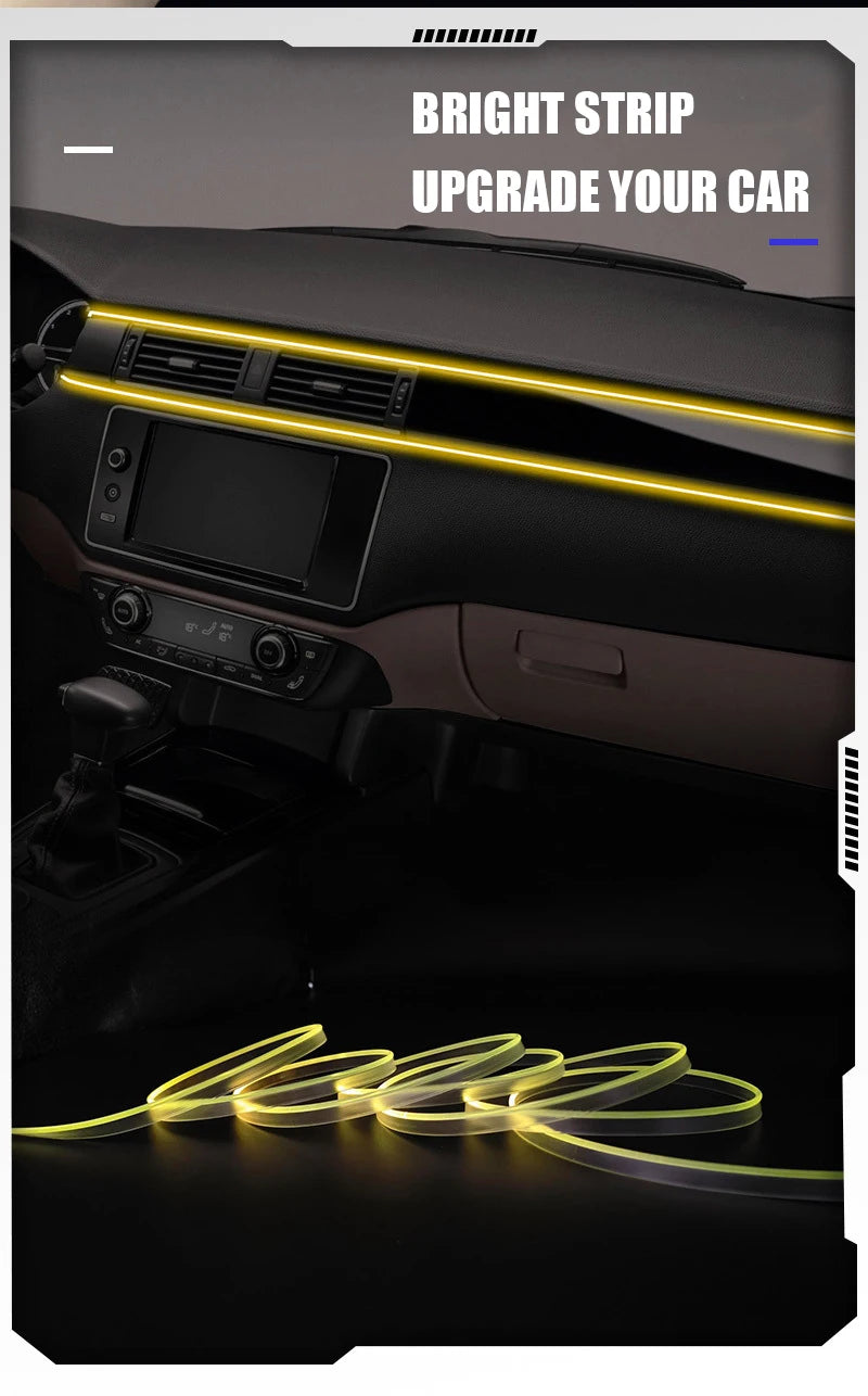 Car Interior Atmosphere Light Ambient LED Light Strip RGB Invisible USB Fiber Optic Lamp Trim Decor support APP Control