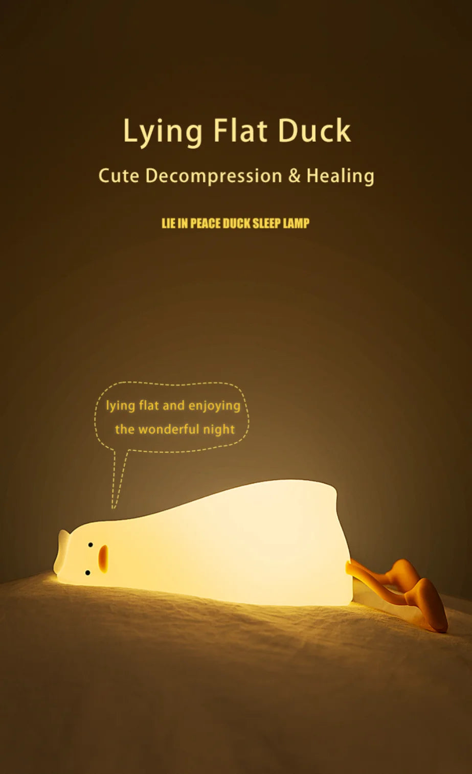 LED Children Night Light Rechargeable Silicone Squishy Duck Lamp Child Holiday Gift Sleeping Creative Bedroom Desktop Decor Lamp