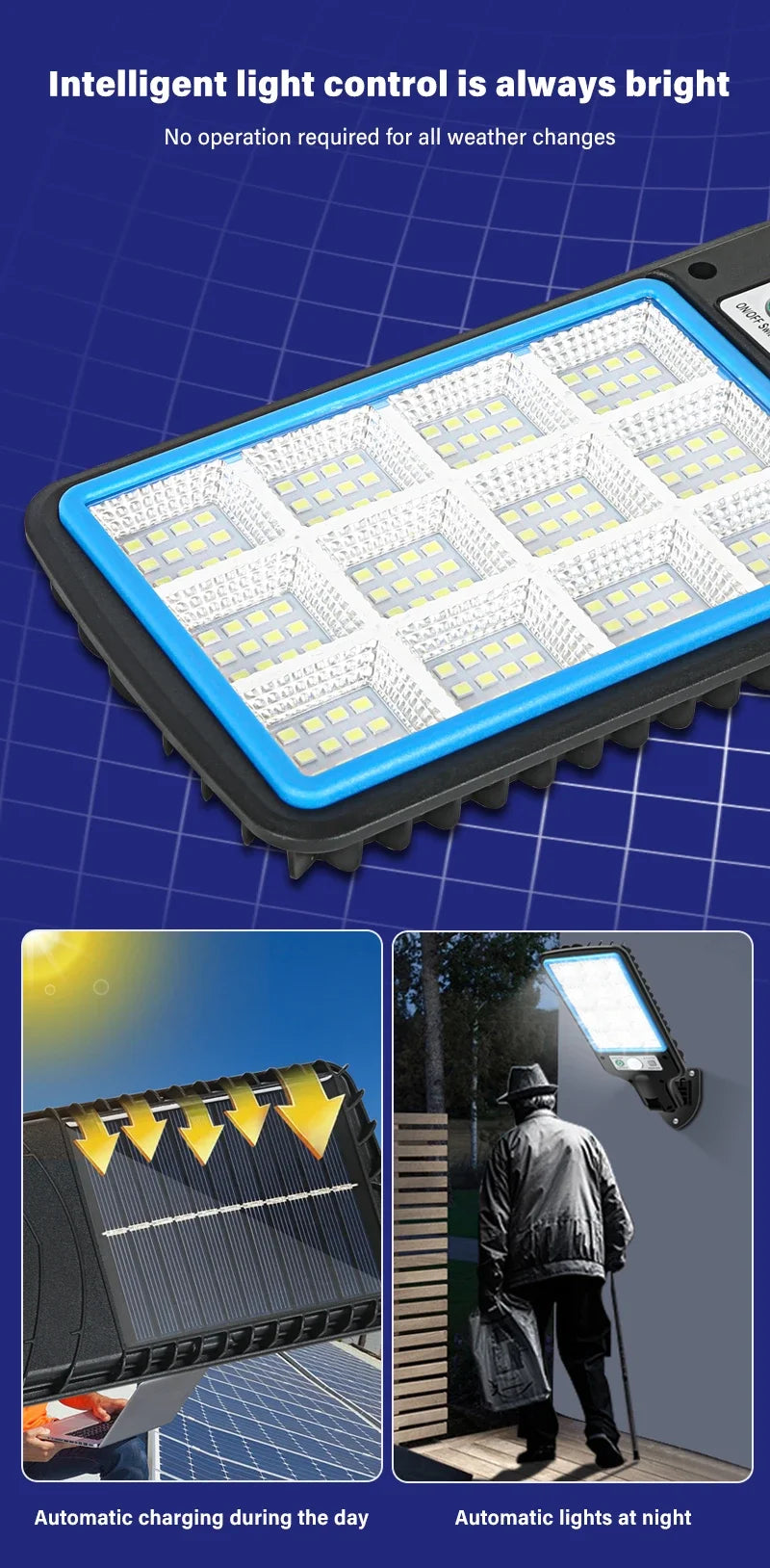 High Power LED Solar Lights 3 Lighting Mode Motion Sensor Solar COB Wall Lamp With Remote Control Outdoor Waterproof Street Lamp