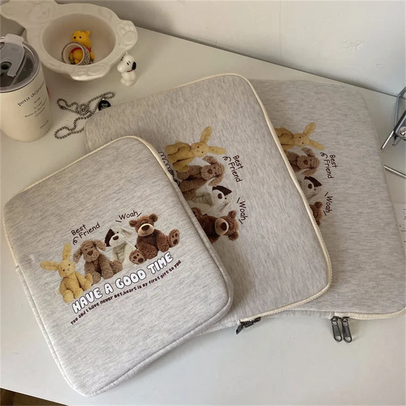 Women Cute Laptop Sleeve Case Table Protective Pouch Bag 11 12 13.6 14 15.6 Inch Cartoon Laptop Zipper Bags for Ipad Macbook HP
