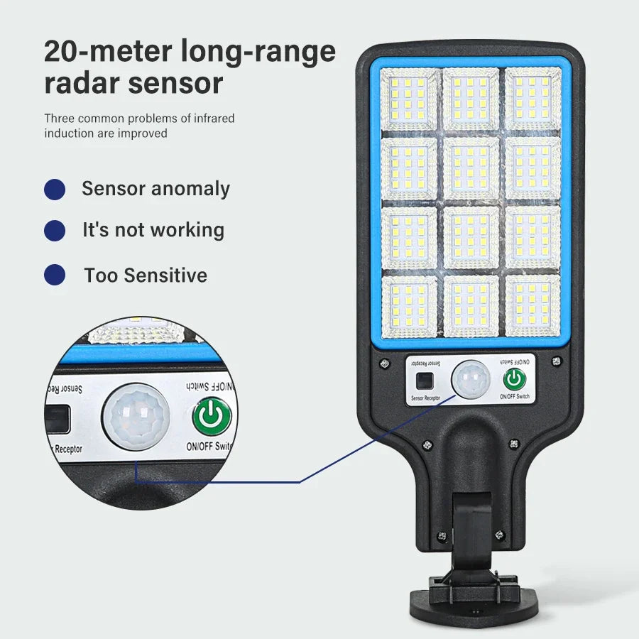 High Power LED Solar Lights 3 Lighting Mode Motion Sensor Solar COB Wall Lamp With Remote Control Outdoor Waterproof Street Lamp
