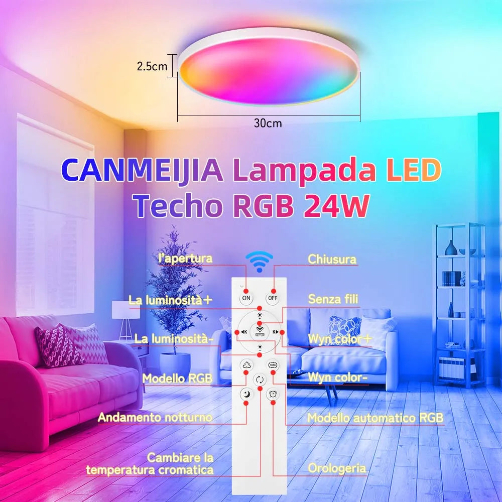 Remote Dimming LED Ceiling Light Smart Lustre RGB Tuya Lighting Bluetooth Home Interior Decoration Alexa Ceiling Panel Lamps Led