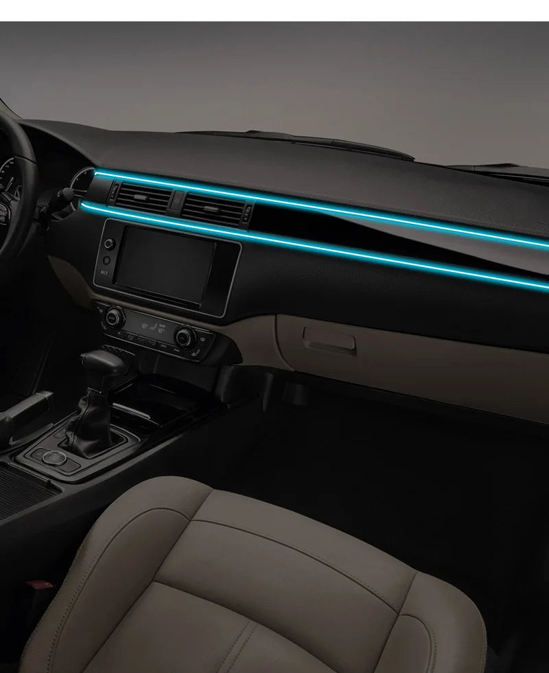 Car Interior Atmosphere Light Ambient LED Light Strip RGB Invisible USB Fiber Optic Lamp Trim Decor support APP Control