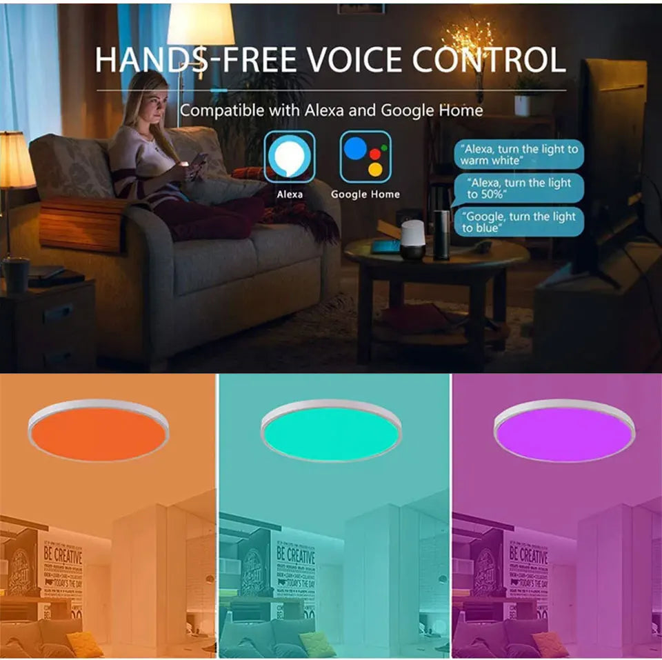 Tuya Smart WiFi BLE LED Ceiling Light AC 220V 24W RGBCW Round Ceiling Lamp Indoor Lighting APP Alexa Geogle Home Voice Control