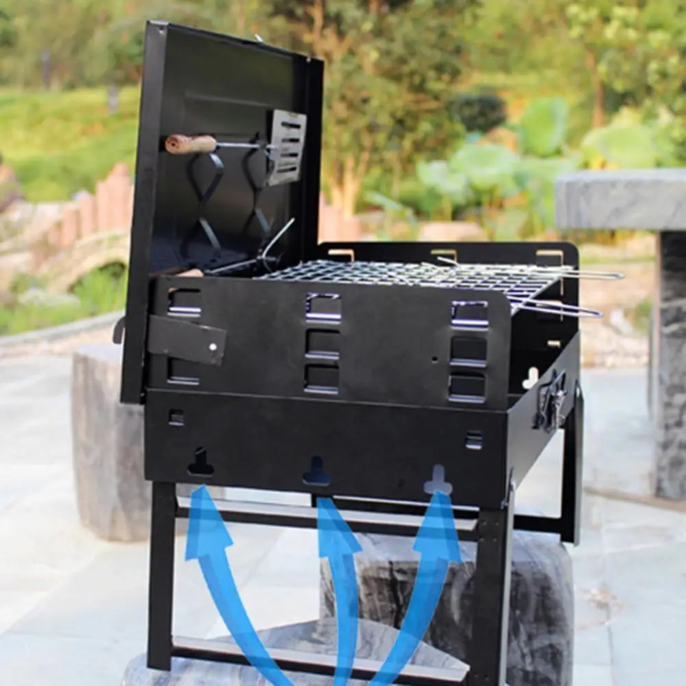 Folding Grill Fire Pit Stainless Steel Charcoal Grill Barbecue Tool Portable Deck Smoker For Park Picnic Cooking Camping Stove