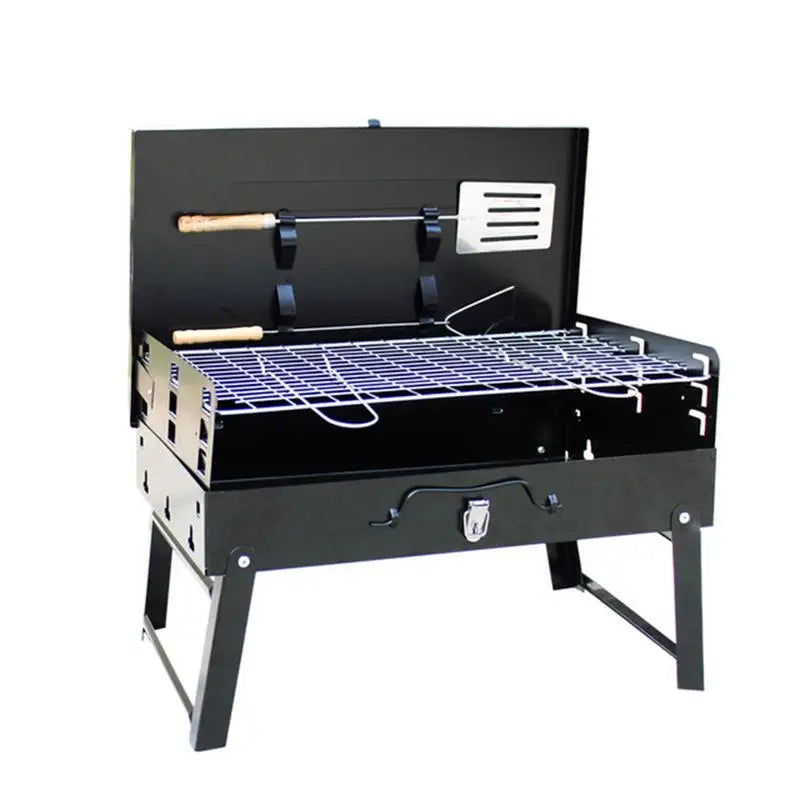 Outdoor Barbecue Charcoal Grill Portable Folding Box Type Stove Stainless Steel Courtyard BBQ Tools Barbecue Oven Supplies
