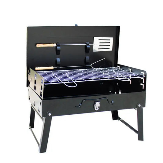 Outdoor Barbecue Charcoal Grill Portable Folding Box Type Stove Stainless Steel Courtyard BBQ Tools Barbecue Oven Supplies