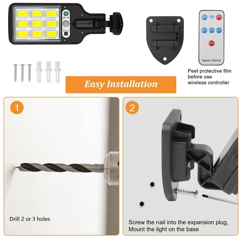 1~4pcs Solar Lights Outdoor With 3 Mode Waterproof Motion Sensor Security Lighting LED Wall Street Lamp for Garden 108/117COB