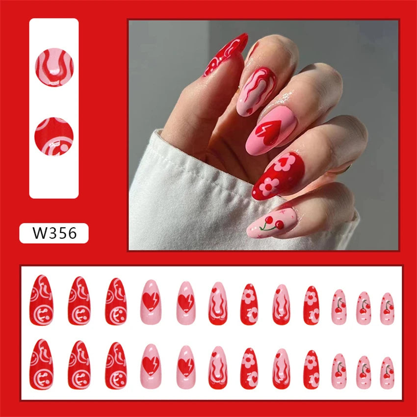 24Ps/Set Square Head Coffin Wearing False Nails Art Pink Matte French Fake Nails Leopard Artificial Acrylic White Press on Nails