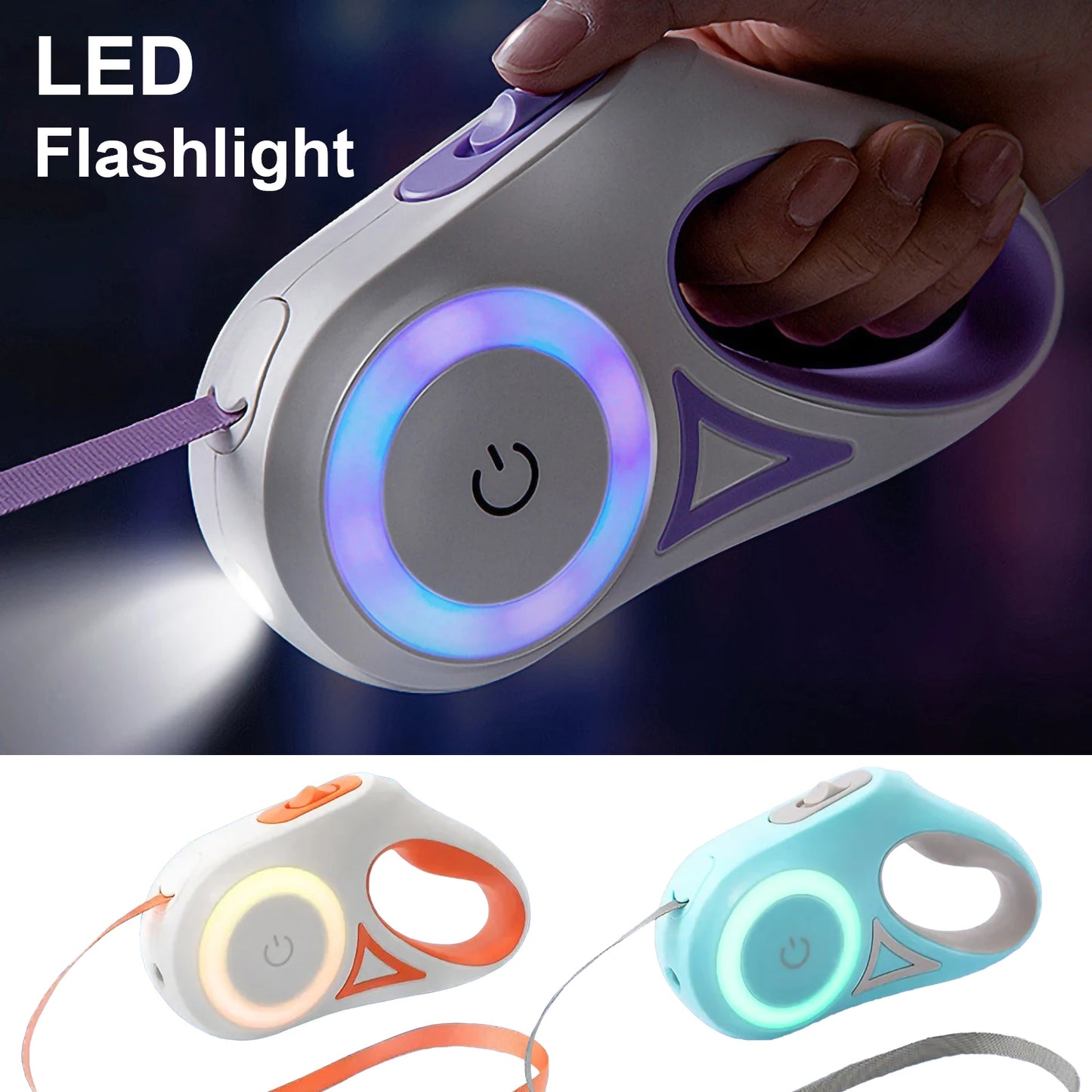Streamer Led Lights Dog Leash Automatic Extending Nylon Leash Leads Premium Durable Pet Walking Leads Traction Rope Pet Products