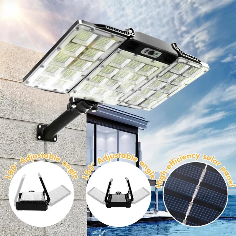 Super Bright Outdoor Solar Lights Motion Sensor Waterproof Street Lamp 800 LED for Lighting Decor Yard with Garden Wall Light
