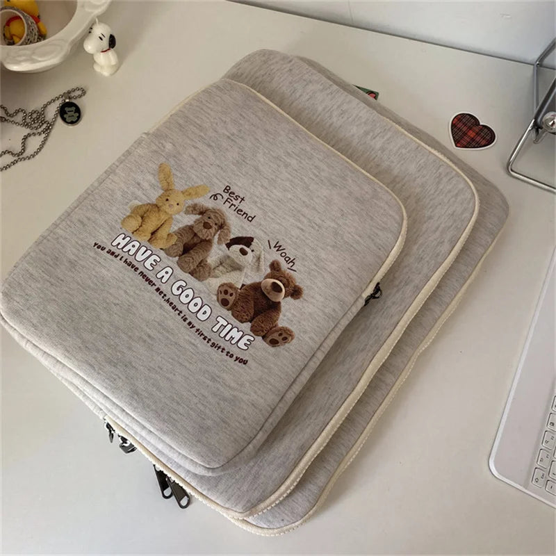 Women Cute Laptop Sleeve Case Table Protective Pouch Bag 11 12 13.6 14 15.6 Inch Cartoon Laptop Zipper Bags for Ipad Macbook HP