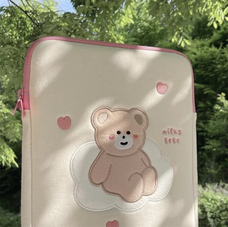 Women Cute Laptop Sleeve Case Table Protective Pouch Bag 11 12 13.6 14 15.6 Inch Cartoon Laptop Zipper Bags for Ipad Macbook HP