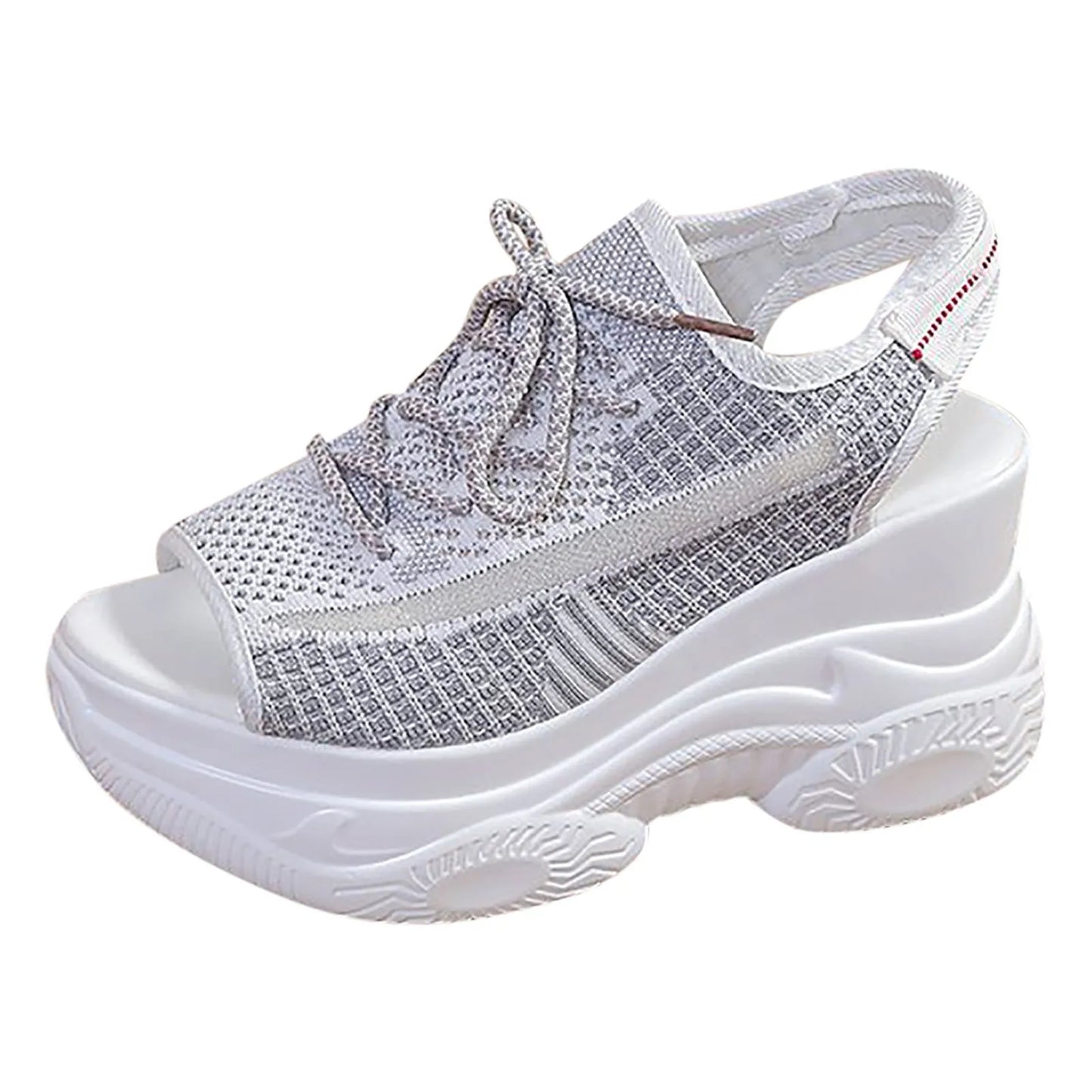 Sandals Woman Summer 2023 Hollow Out Sport Shoes Fabric Lace Up Front Sandals Outside Streetwear Indoor Outdoor Female Shoes