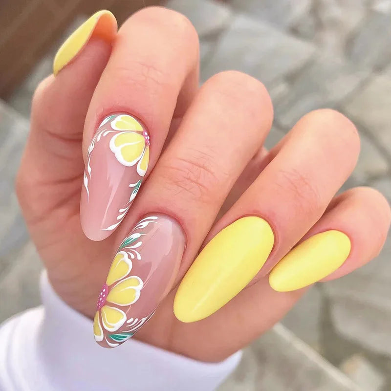 24pcs Light Green Stripe Gradient Wearing Fake Nails Seamless Removable Full Cover Long False Nails Press On Nails With Designs