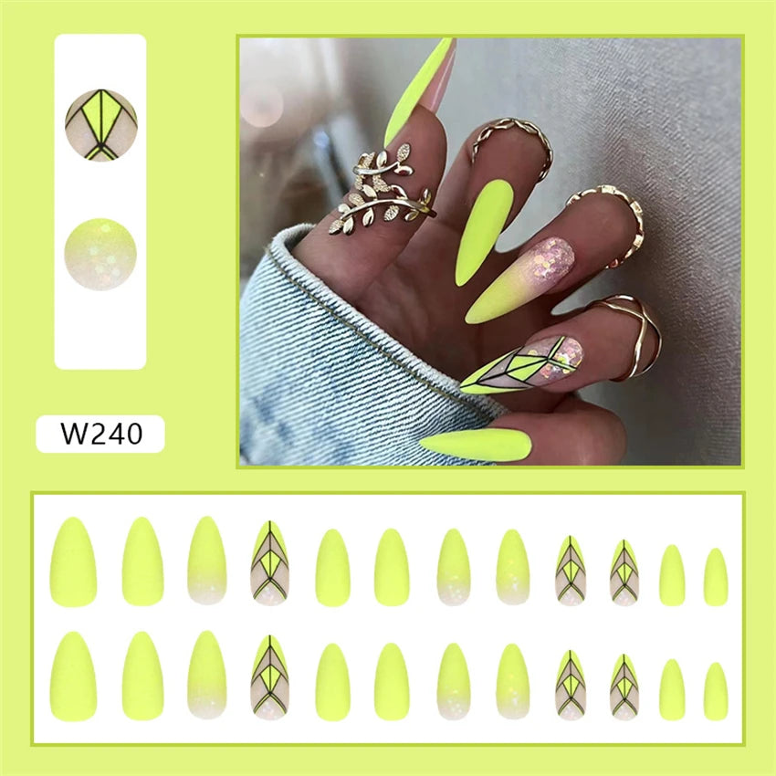 24Ps/Set Square Head Coffin Wearing False Nails Art Pink Matte French Fake Nails Leopard Artificial Acrylic White Press on Nails