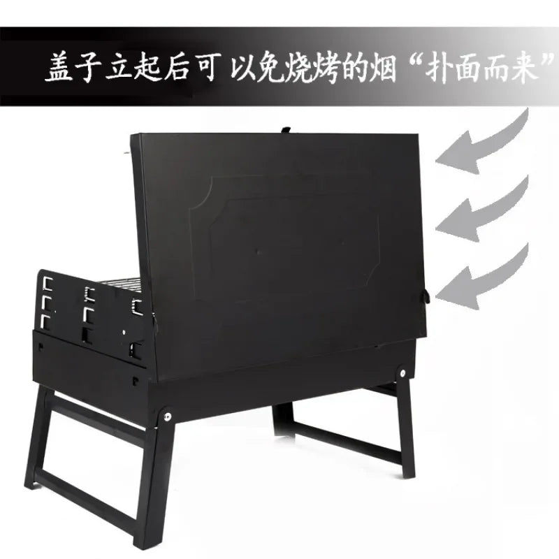 Folding Grill Fire Pit Stainless Steel Charcoal Grill Barbecue Tool Portable Deck Smoker For Park Picnic Cooking Camping Stove