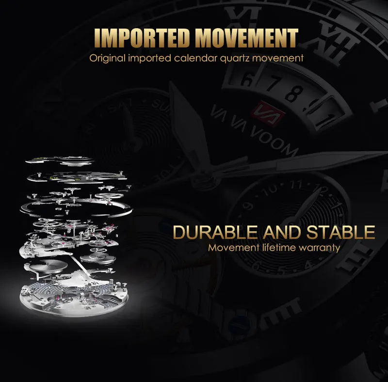2023 New VA VA VOOM Top Brand Dropshipping Relogio Masculino Men Luxury Luminous Wristwatch Imitate Quartz Sports Watch For Men
