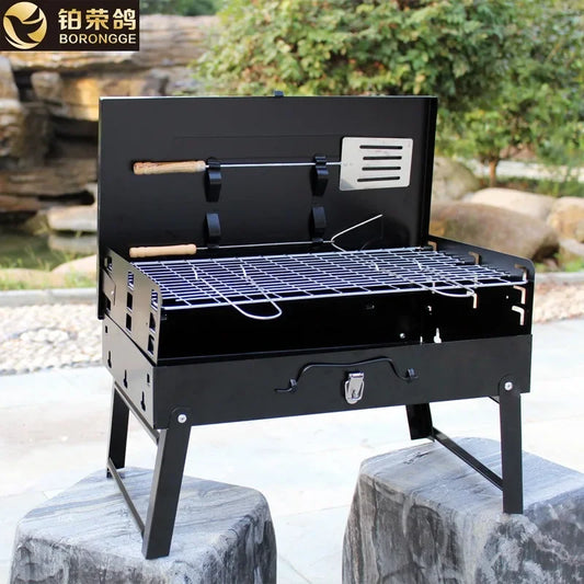 Folding Grill Fire Pit Stainless Steel Charcoal Grill Barbecue Tool Portable Deck Smoker For Park Picnic Cooking Camping Stove