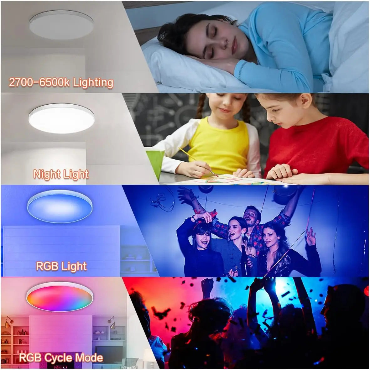 Tuya WiFi Smart Ceiling LED Lamp RGB Dimmable Music Sync Round Ceiling Light Ambient Light for Living Room Bedroom Home Decor