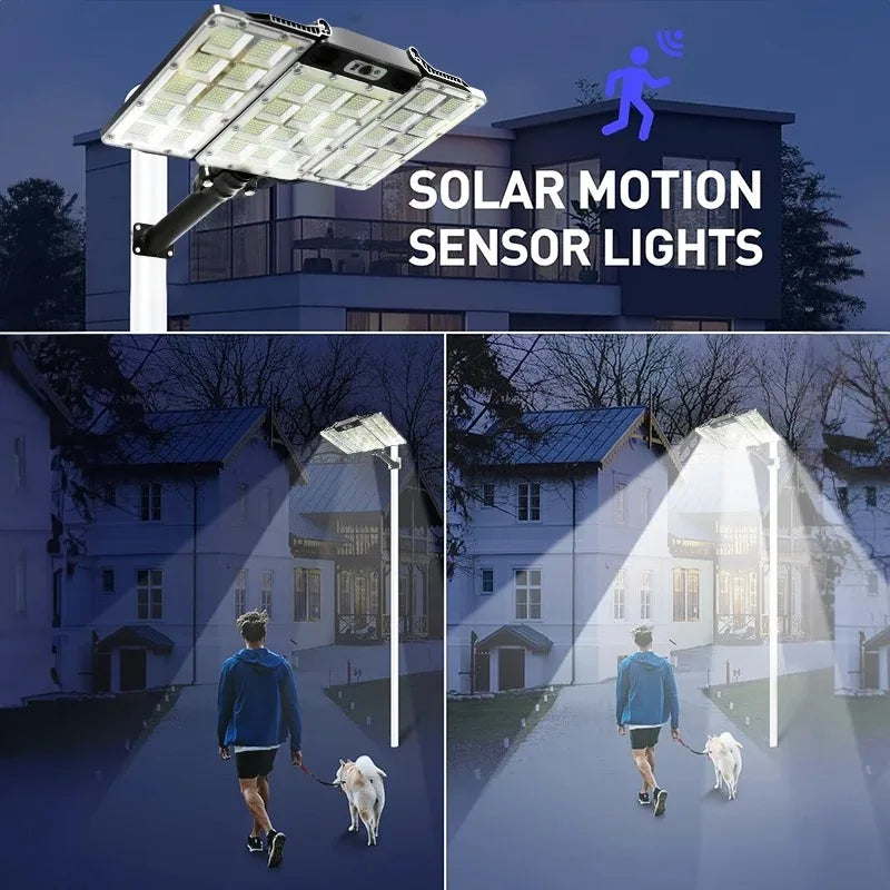 Super Bright Outdoor Solar Lights Motion Sensor Waterproof Street Lamp 800 LED for Lighting Decor Yard with Garden Wall Light