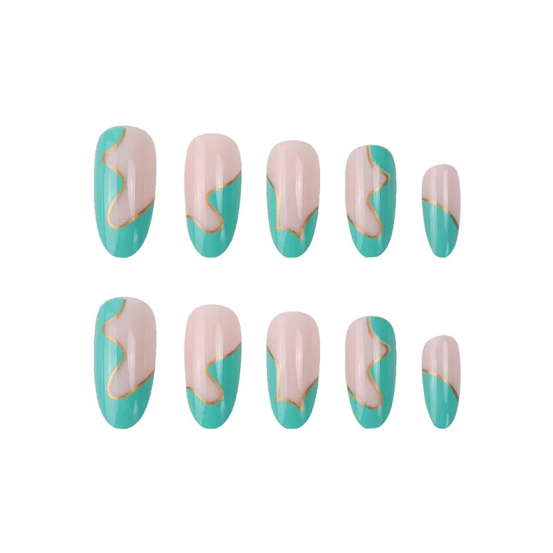 24P Removable Ballerina Press On Nail Art Long Round Head Fake Nails Full Cover Artificial Wearing Reusable False Nails Finished