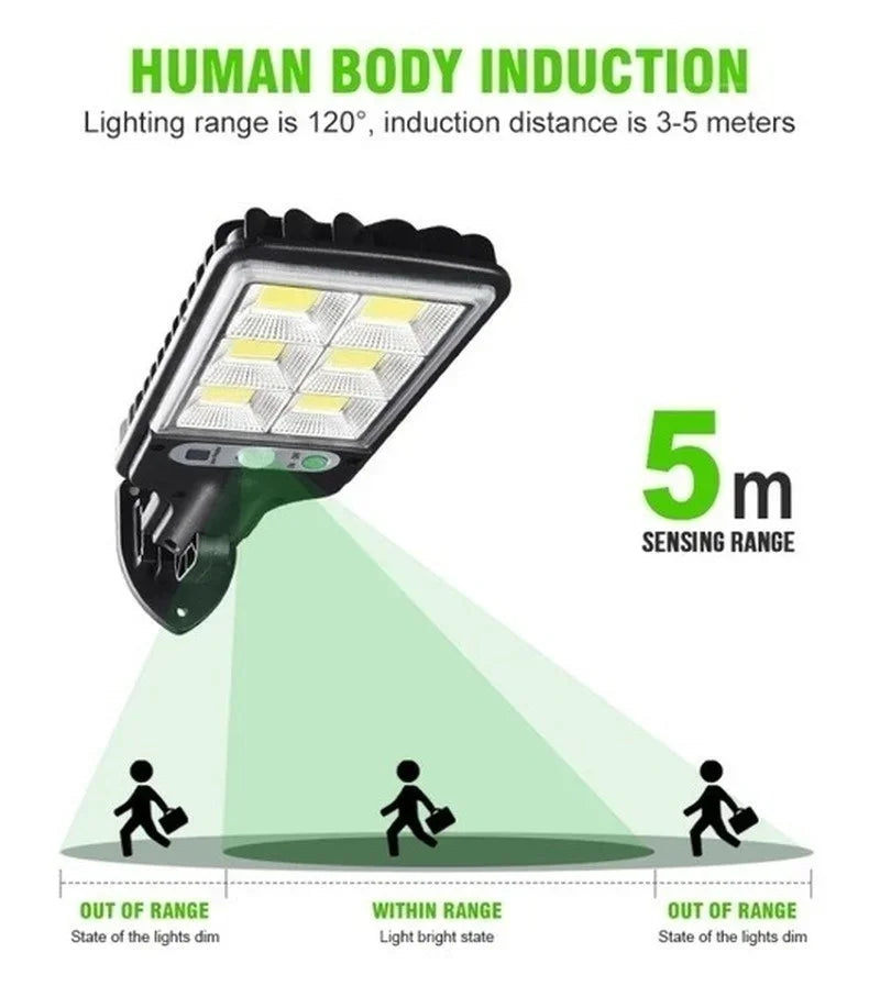Solar Street Lights Outdoor, Solar Lamp With 3 Light Modes Waterproof Motion Sensor Security Lighting for Garden Patio Path Yard