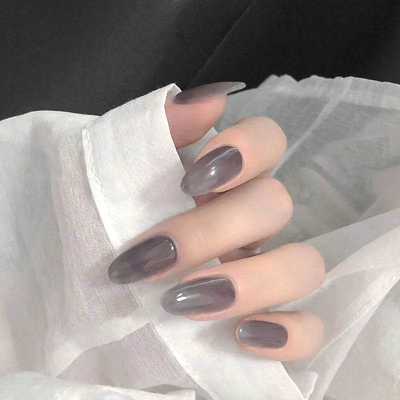 24P Removable Ballerina Press On Nail Art Long Round Head Fake Nails Full Cover Artificial Wearing Reusable False Nails Finished