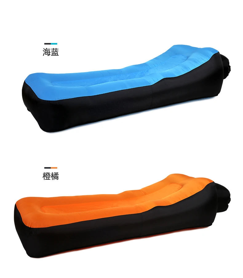 Lazy Sofa Camping Mat Double Layer Thicken Portable Lazy Inflatable Air Cushion Inflatable Sofa Bed Beach Air Bed Mat Has Pillow