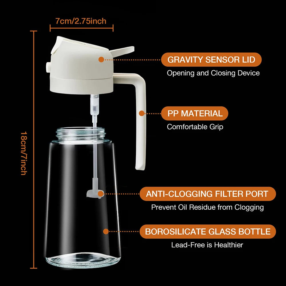 2 in 1 Glass Oil Sprayer & Dispenser Olive Oil Dispenser Bottle Kitchen Salad  Olive Oil Spray For Cooking BBQ Spray Bottle