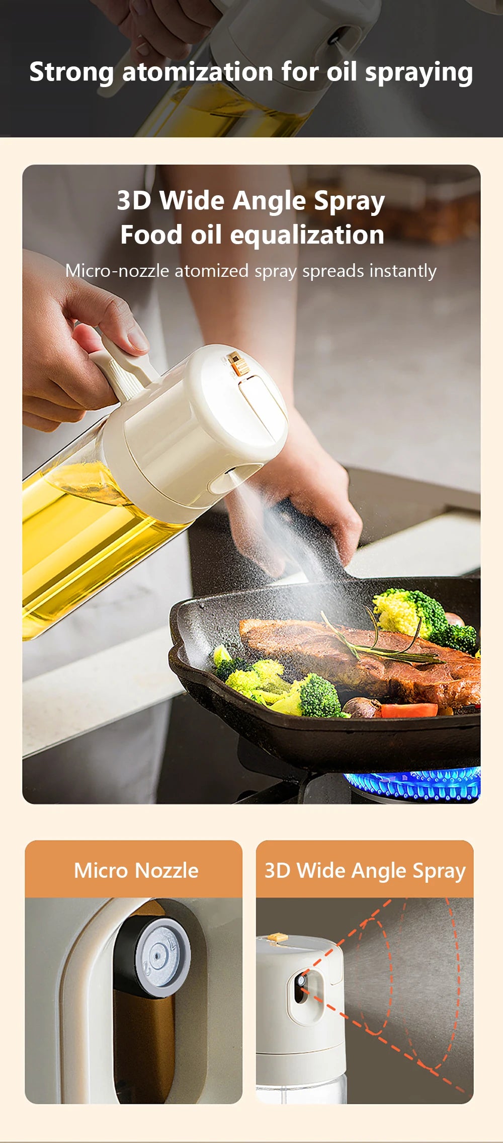 550ML Oil Sprayer Bottle BBQ Cooking 2 in 1 Oil Dispenser Olive Oil Pourers Sprayer Kitchen Baking Oil Mister Vinegar Bottle