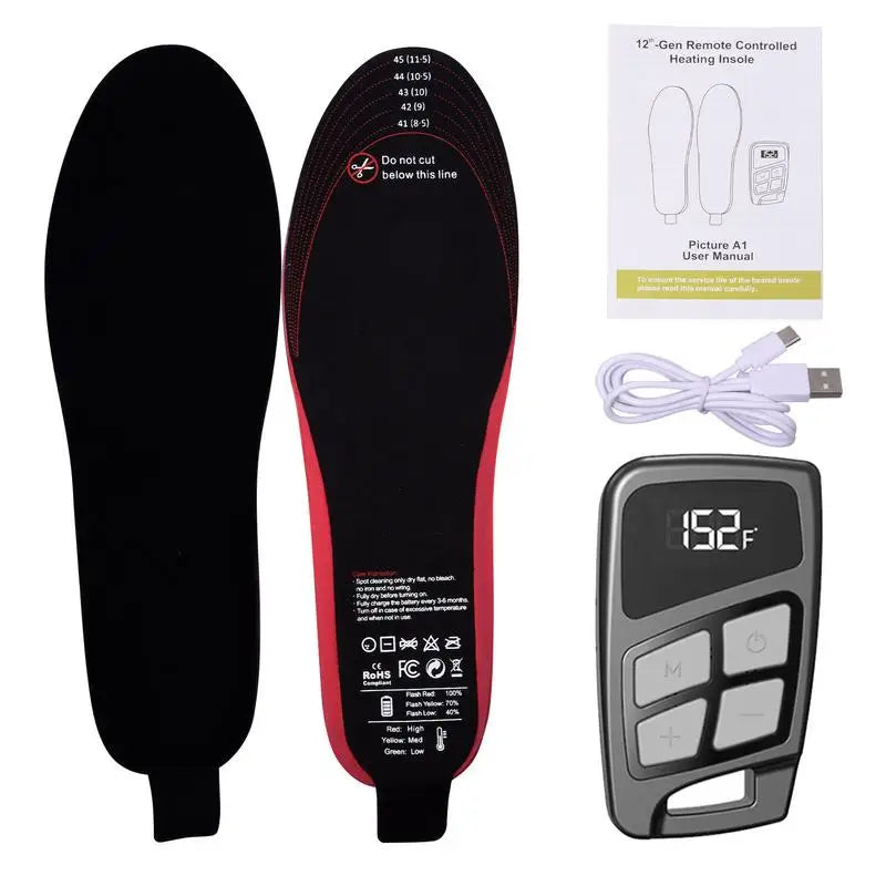 3500mAh Electric Foot Warmer Heated Insoles Rechargeable USB Heating Soles Boots Insert with Remote Control for Man Women Shoes