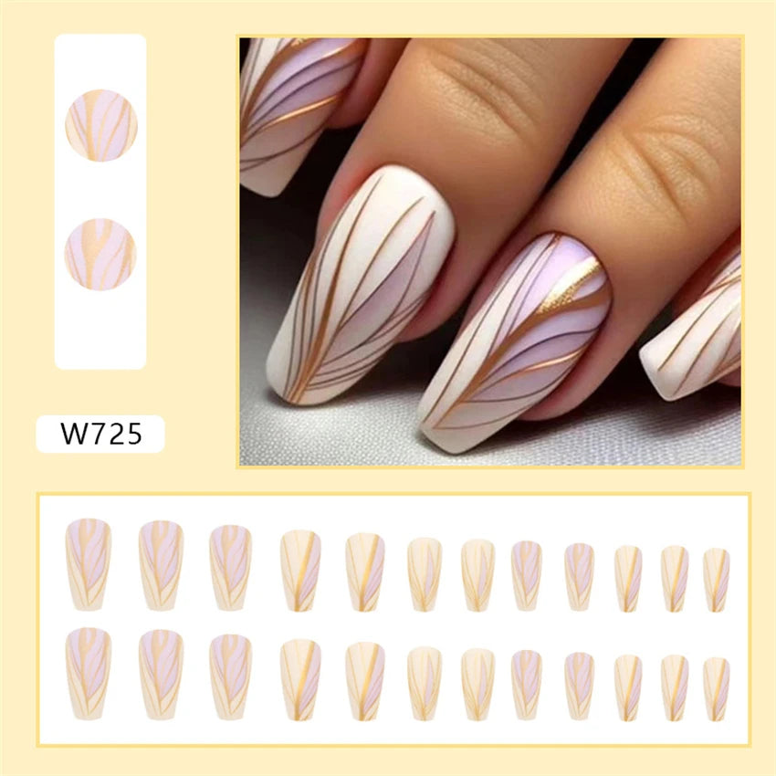 24Ps/Set Square Head Coffin Wearing False Nails Art Pink Matte French Fake Nails Leopard Artificial Acrylic White Press on Nails